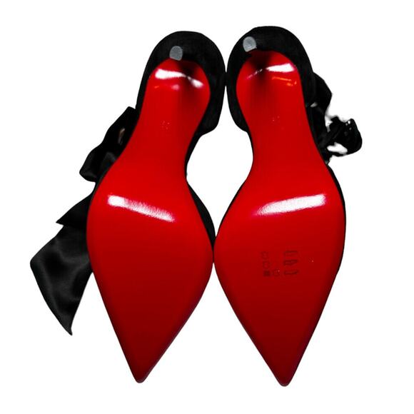 Christian Louboutin NIB Torrida Black Suede Silk Bow Tie Stiletto Heel Pumps 39 - Picture 5 of 8